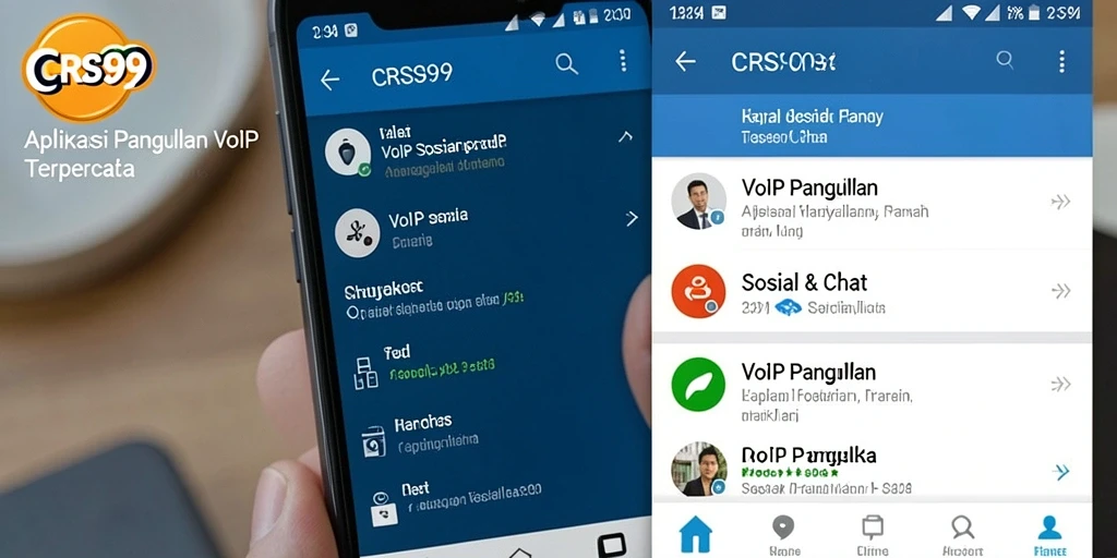 Antarmuka aplikasi VoIP Panggilan CRS99 yang menarik dan fungsional.