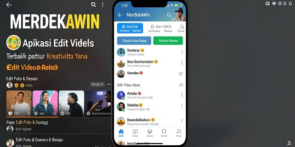 Tampilan antarmuka aplikasi MERDEKAWIN untuk Edit Video Reels.